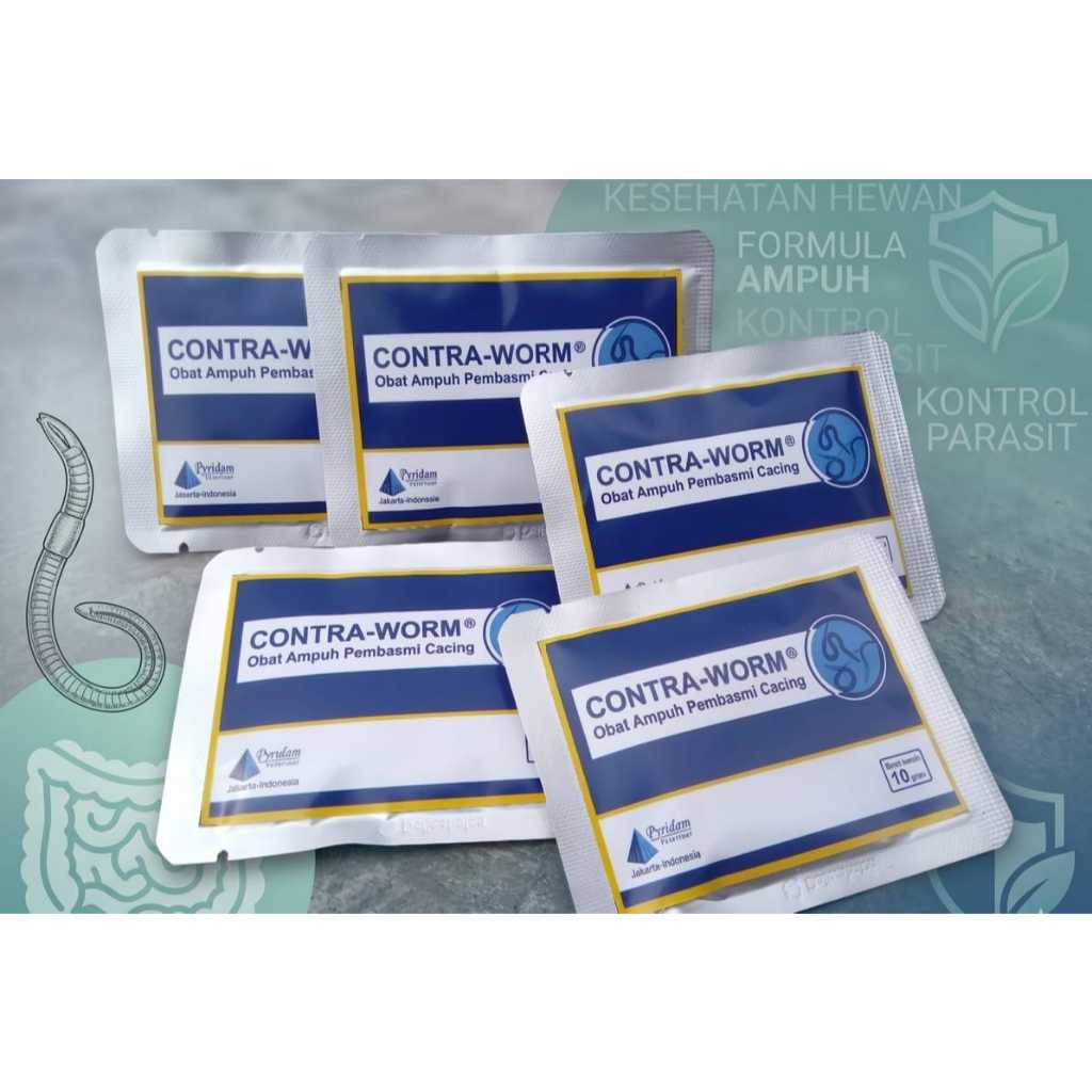 CONTRAWORM 1 SACHET CONTRA-WORM CONTRA WORM OBAT HEWAN SAKIT CACINGAN BASMI SEMUA JENIS CACING