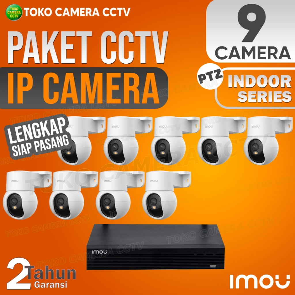 PAKET CCTV IP CAMERA PTZ IMOU 3MP 5MP INDOOR 10 CHANNEL 9 KAMERA