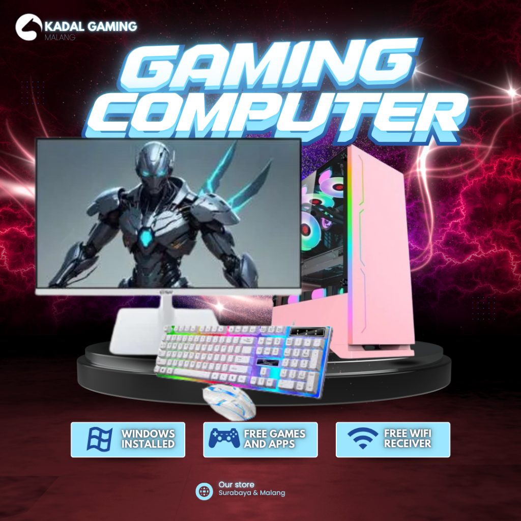 PC GAMING MURAH FULLSET I5 4570 GTX 750TI RAM 16GB SSD 256GB MONITOR 24 INCH PINK AESTHETIC SIAP PAK