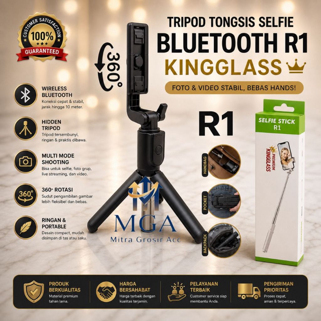 MGA - Tongsis R1 Bluetooth Wireles Tongsis Mini Bluetooth Tongsis Berdiri