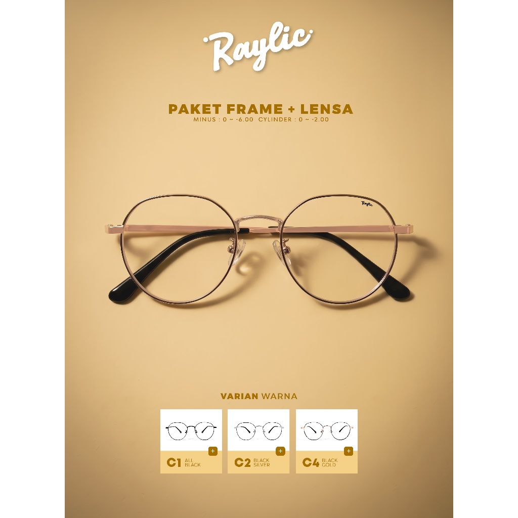 RAYLIC Kacamata Photocromic Anti Radiasi Blueray Bisa Minus Silinder Pria Wanita Stylish Simple Tita