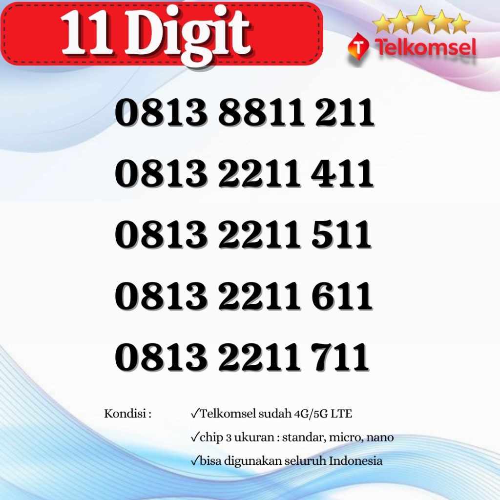 Nomor Cantik Kartu perdana Telkomsel 5G free 3gb