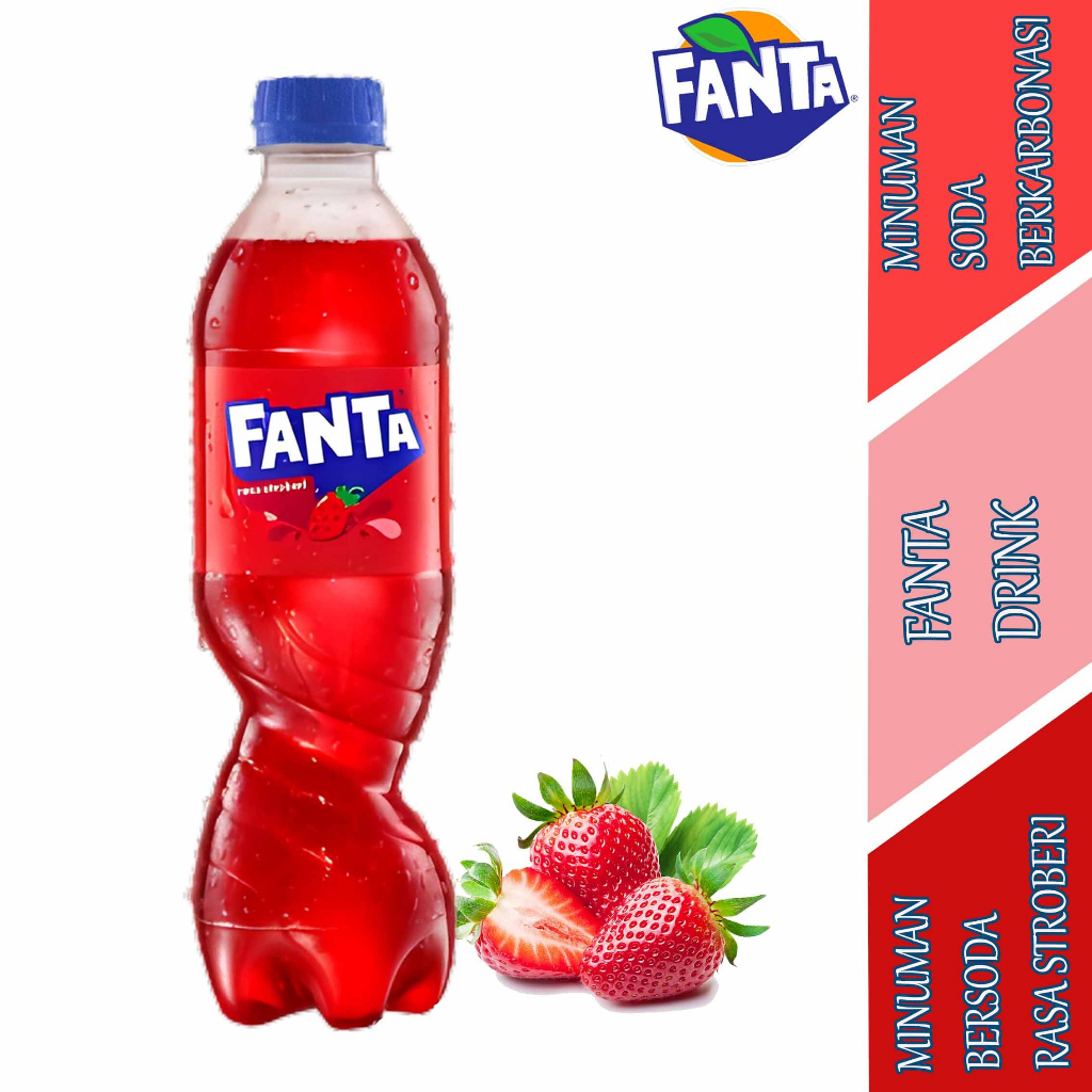 Minuman Soda Rasa Stroberi - Fanta Drink - Minuman Berkarbonasi Soda - 390ml