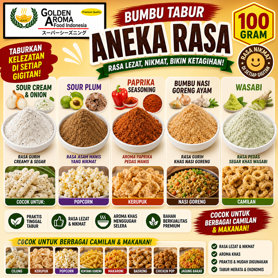 Bumbu Tabur Sour Plum Bubuk Sour Cream Onion Paprika Nasi Goreng dan Wasabi Enak Murah Cilung Kerupu