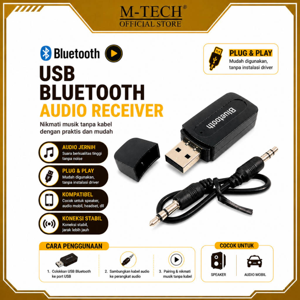 M-TECH Bluetooth Receiver Audio Usb
