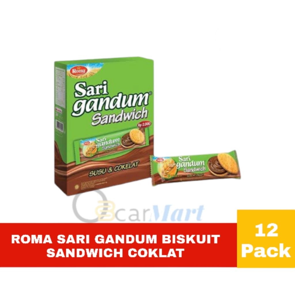 ROMA SARI GANDUM COKLAT 1 Dus isi 12 pack Biskuit Sandwich