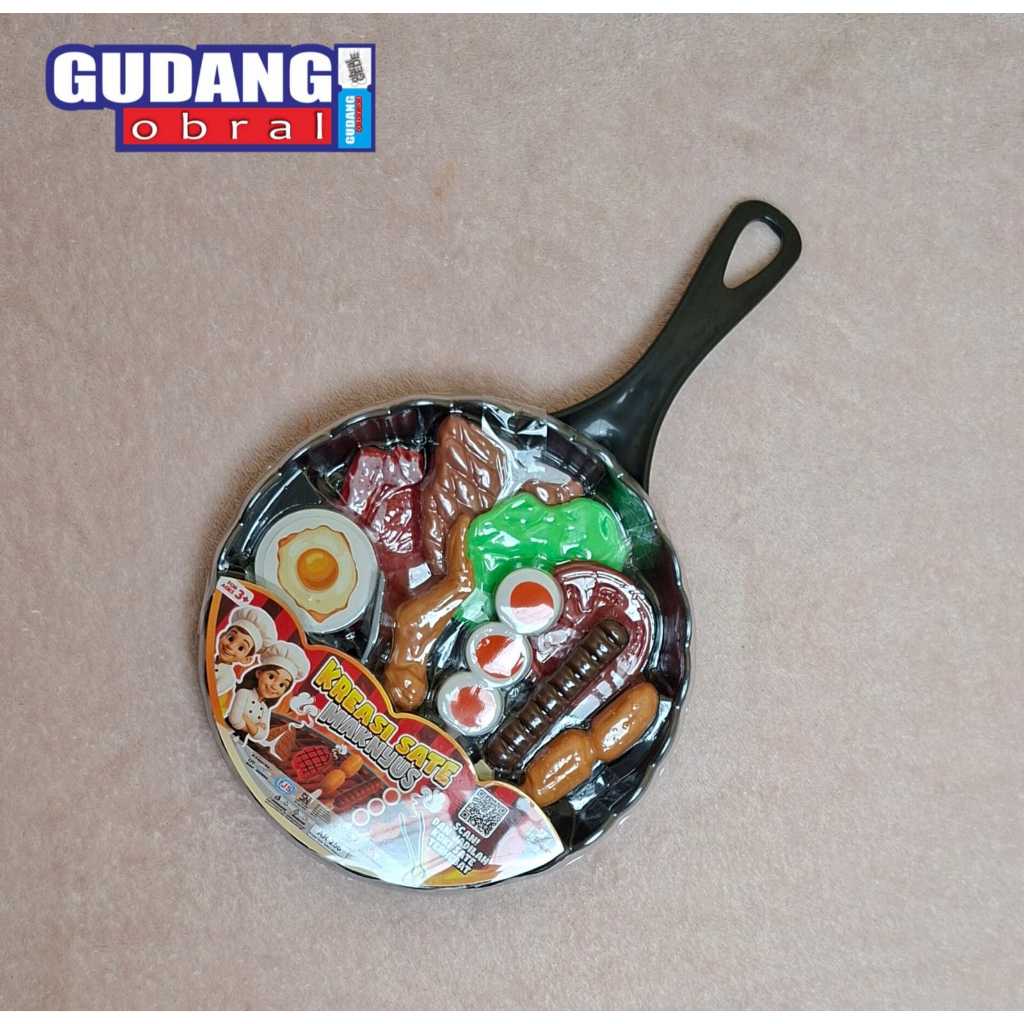 GO - Mainan teplon masak masakan dilengkapi dengan miniatur sate atau ayam goreng
