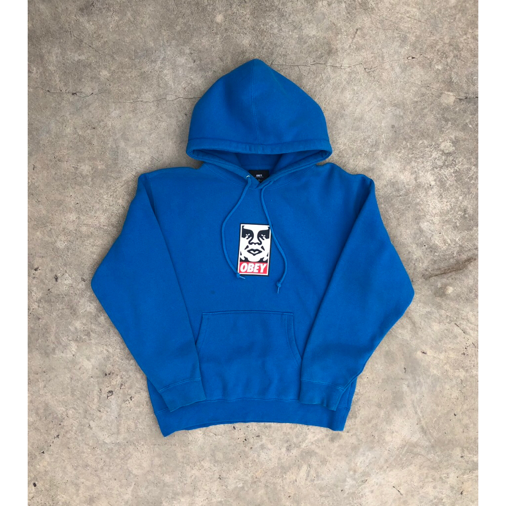 Hoodie Obey Face Logo Royal Blue