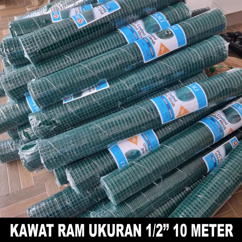 Kawat Loket Pvc 1/2'' 10 Meter / Kawat Ram 10 Meter / Kawat Ayakan / Kawat Kandang Ayam 1 Roll