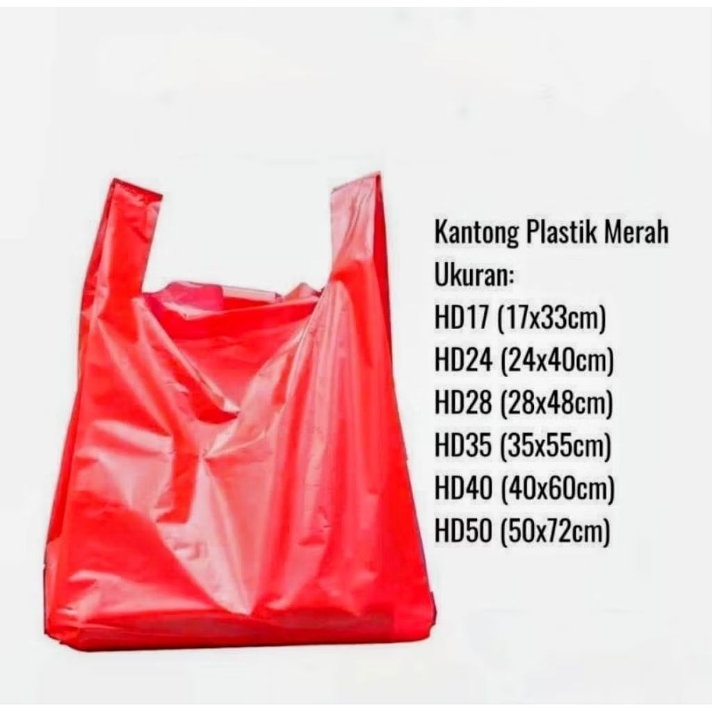 Kantong kresek merah/kantong plastik merah/HD plastik ukuran 17, 24, 28, 35, 40