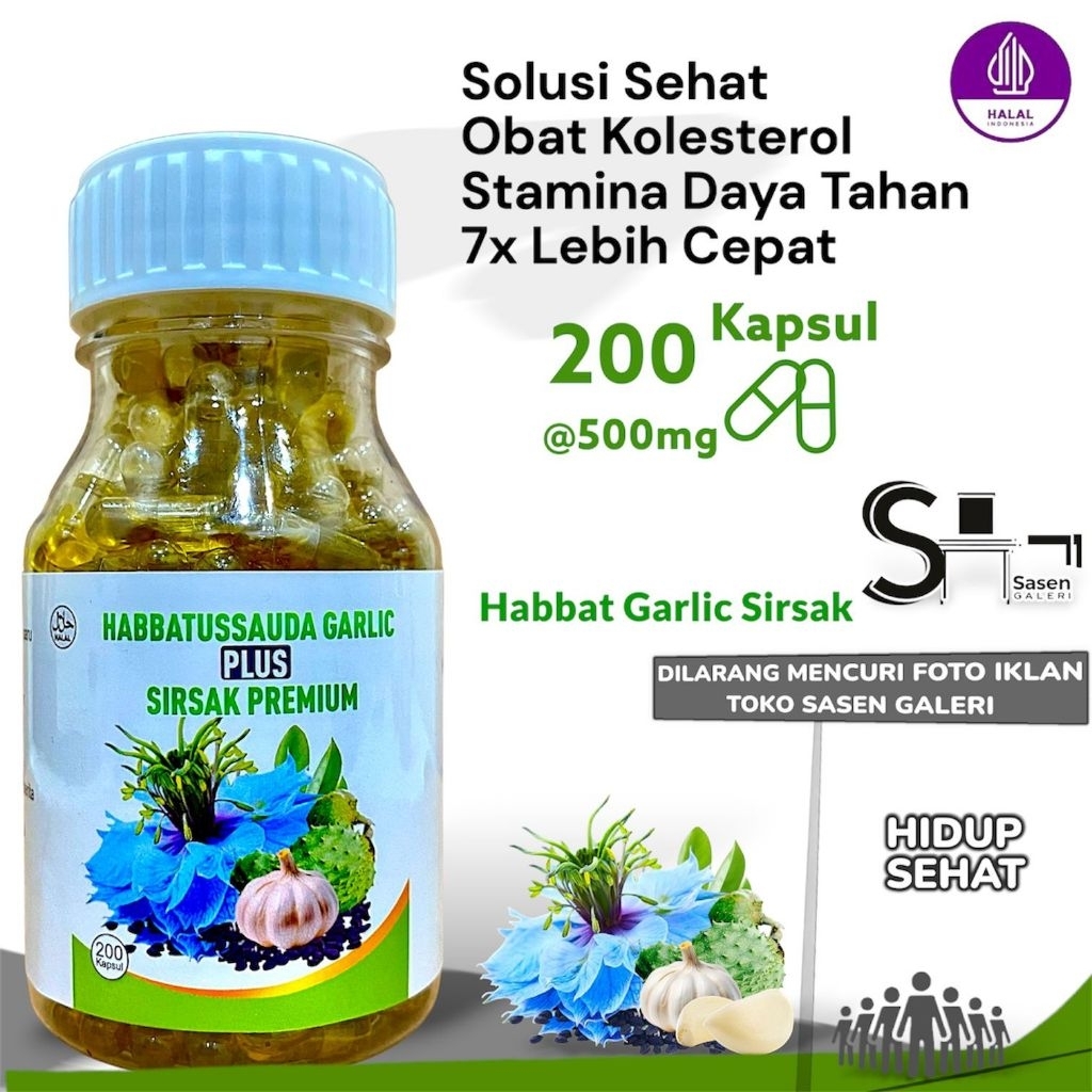 Kapsul Minyak Habbatussauda Garlic Plus Sirsak Isi 200 Habbat Sirsak Bawang Putih