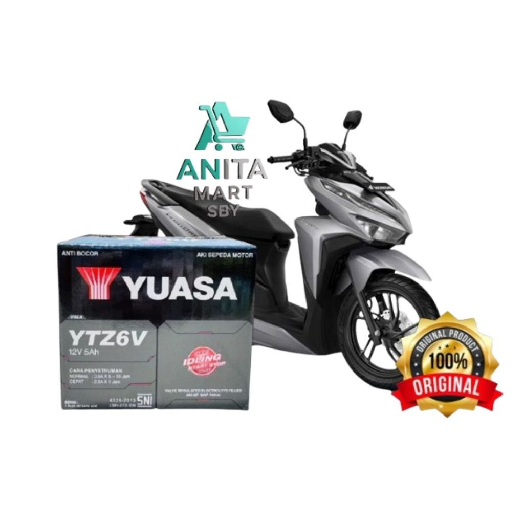 Aki Motor Honda Vario 125cc Vario 150cc Ytz6V Yuasa Mf (Aki Kering)