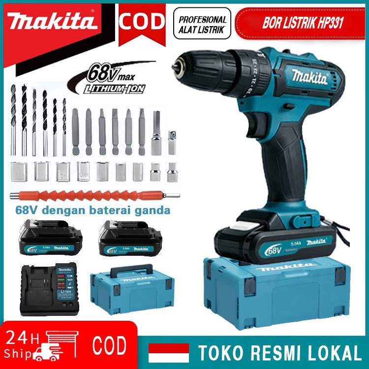 Bor Listrik Makita HP333 68V Bor Impact Tanpa Kabel Beton / Obeng Listrik (Makita Indonesia Official
