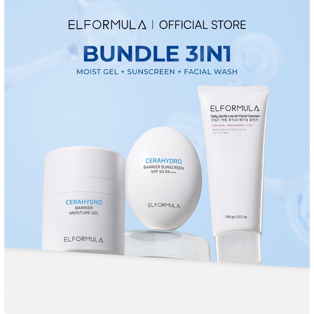ELFORMULA Daily Care Bundle 3in1 - Daily Gentle Low pH Facial Cleanser + CeraHydro Barrier Repair Mo