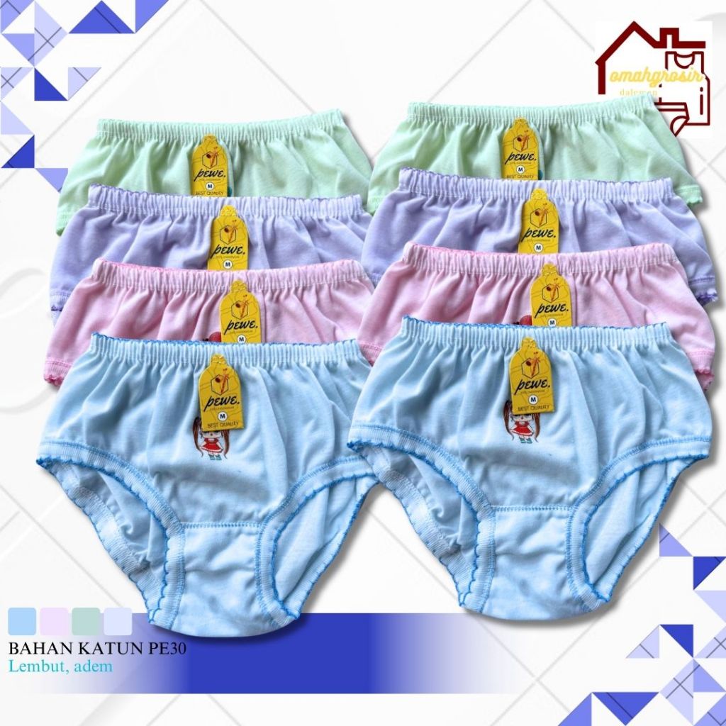 12 Pcs Celana Dalam Anak Perempuan – Cantik, Lembut & Adem Nyaman di pakai | Grosir CD Karakter Bung