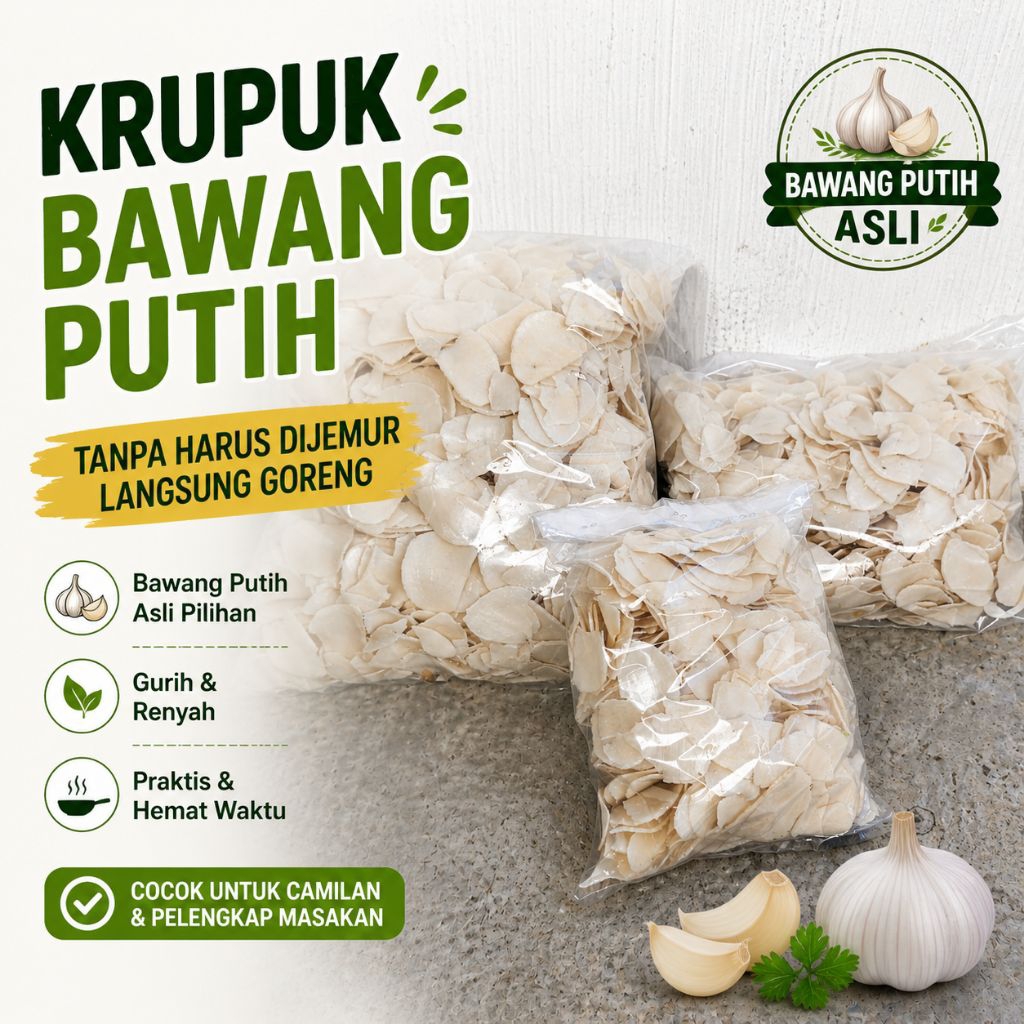 Krupuk Bawang putih Mentah 1kg 500 gram bestseller grosir Krupuk murah
