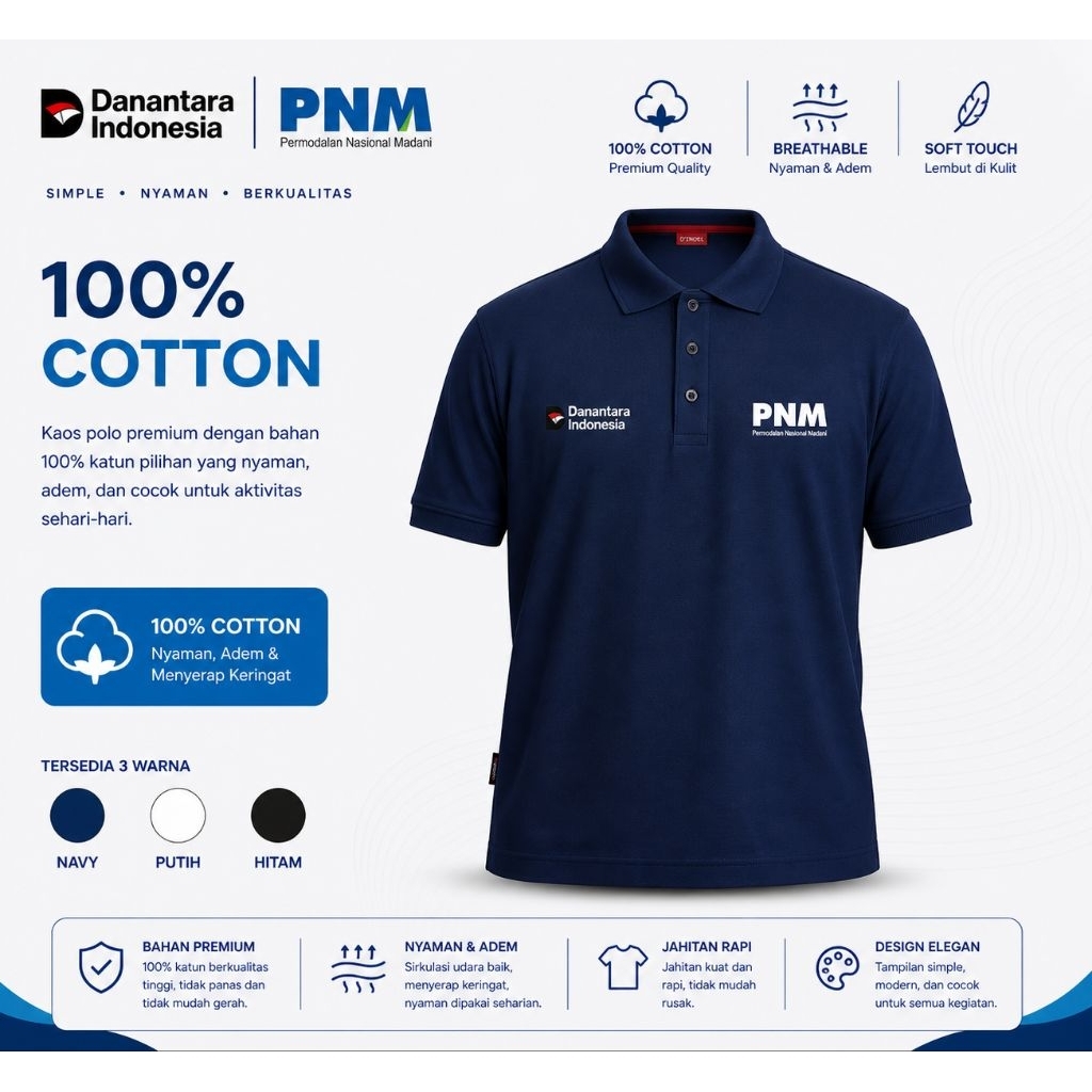 [ PNM ] Kaos Danantara PNM • kaos kerah • 100% Cotton• Bordir