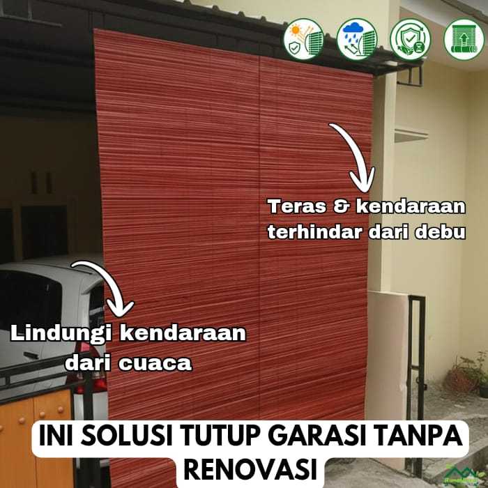 Tirai Gulung Outdoor Bambu Sawit 2mx2m Minimalis Tahan Air Dan Panas