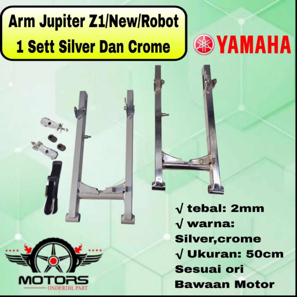 Swing Arm Arem Motor Yamaha Jupiter Z1/New/Robot/Salib Fullset Ukuran Standart Silver Crome