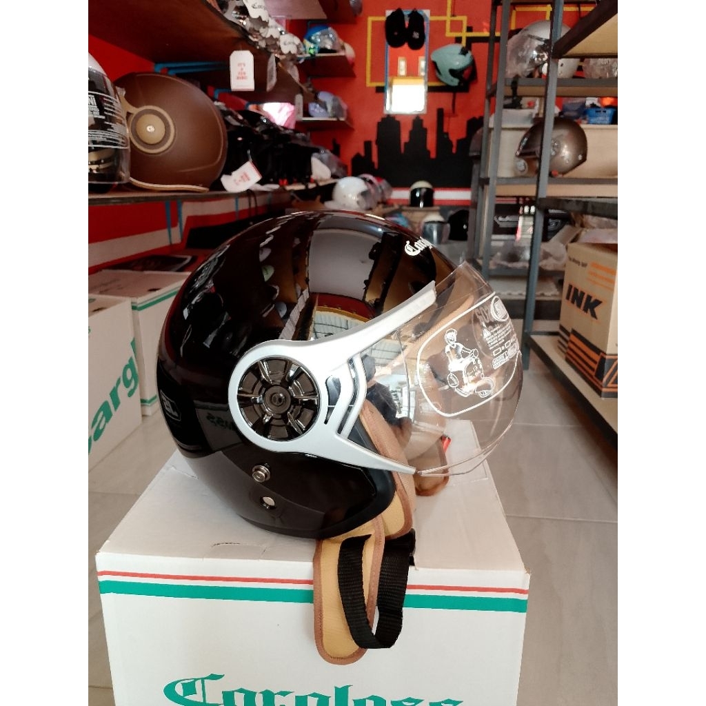 HELM HIJAB CARGLOSS HIJAB YRH/YRM PREMIUM HITAM GLOSSY/BLACK GLOSSY