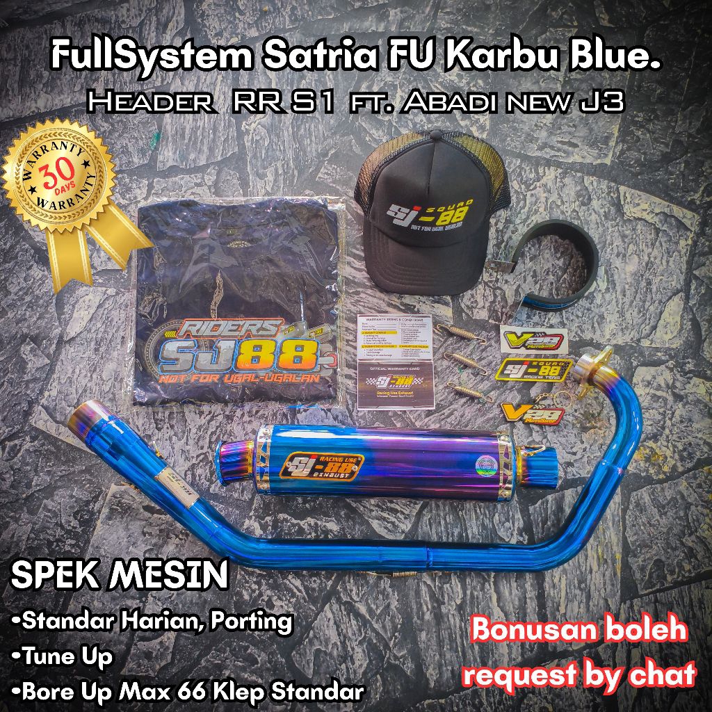 [FREE MERCHANDISE] Knalpot SJ88 FULLSYSTEM RR S1 Blue Violet SATRIA FU KARBU - Fullset SJ-88 Racing 