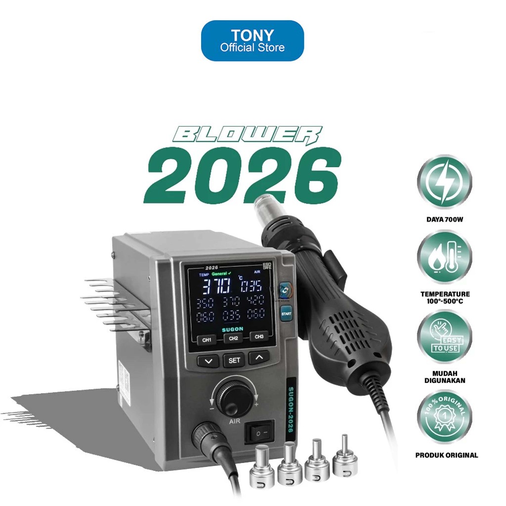 BLOWER SUGON 2026 700W INTELLIGENT DIGITAL HOT AIR STATION ORIGINAL - BLOWER SUGON 2026 ORIGINAL 700
