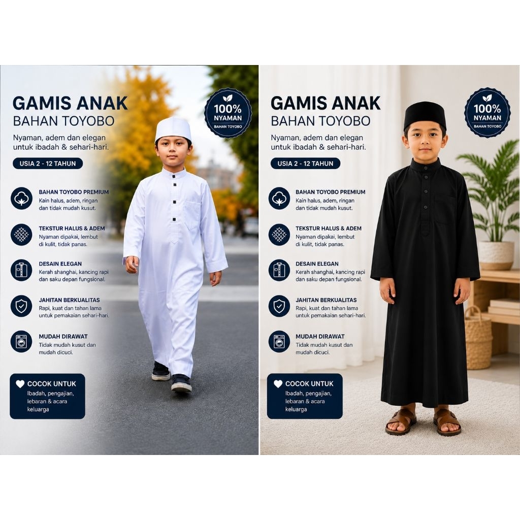 Jubah Anak Laki/ Gamis Koko anak laki laki putih dan hitam