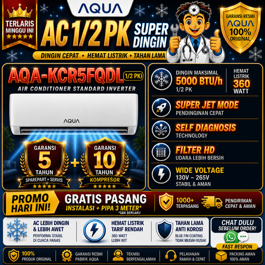 AC AQUA 1/2PK STANDARD SERIES |+ PASANG AC AQUA KR_05FQDL | +PASANG AC AQUA KR_09FQDL