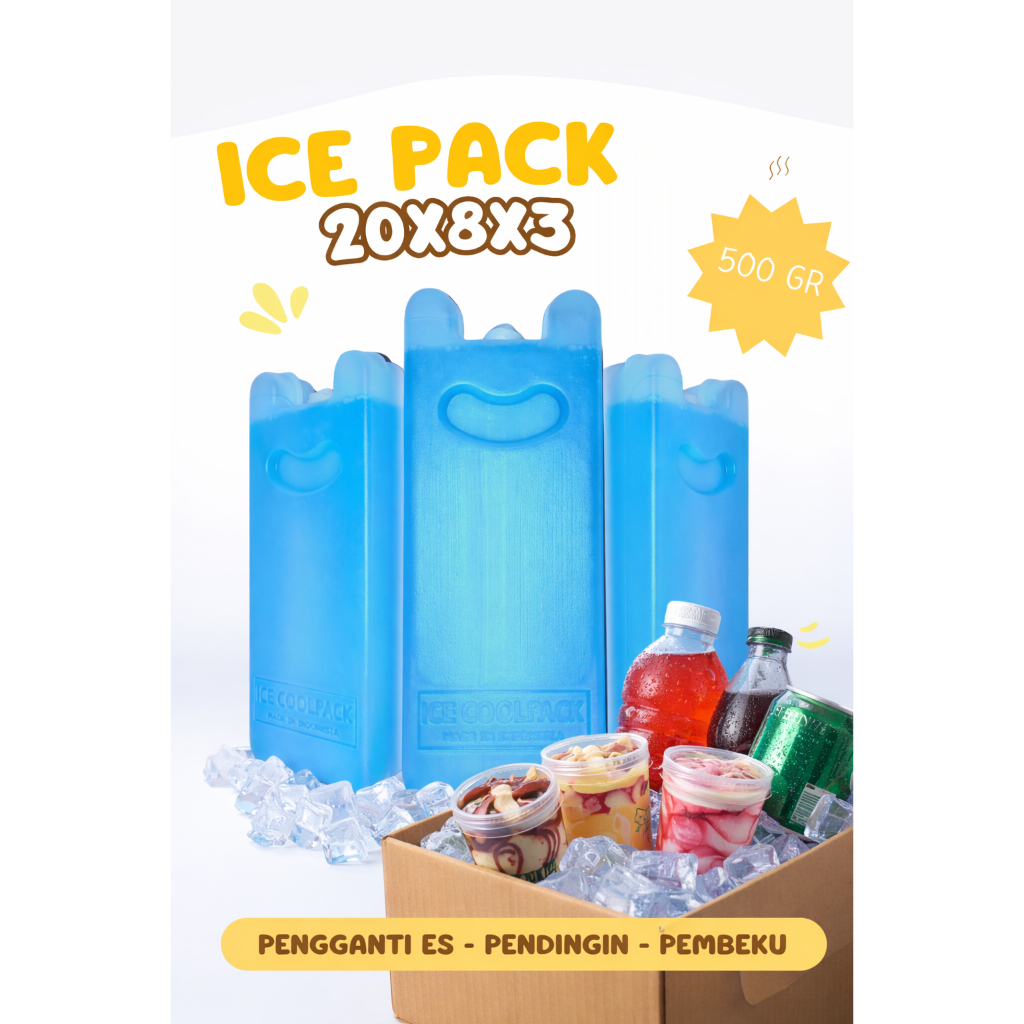 Ice Pack 20x8x3 cm Pengganti Es Batu Tahan Lama Blue Ice Pack Pendingin Besar