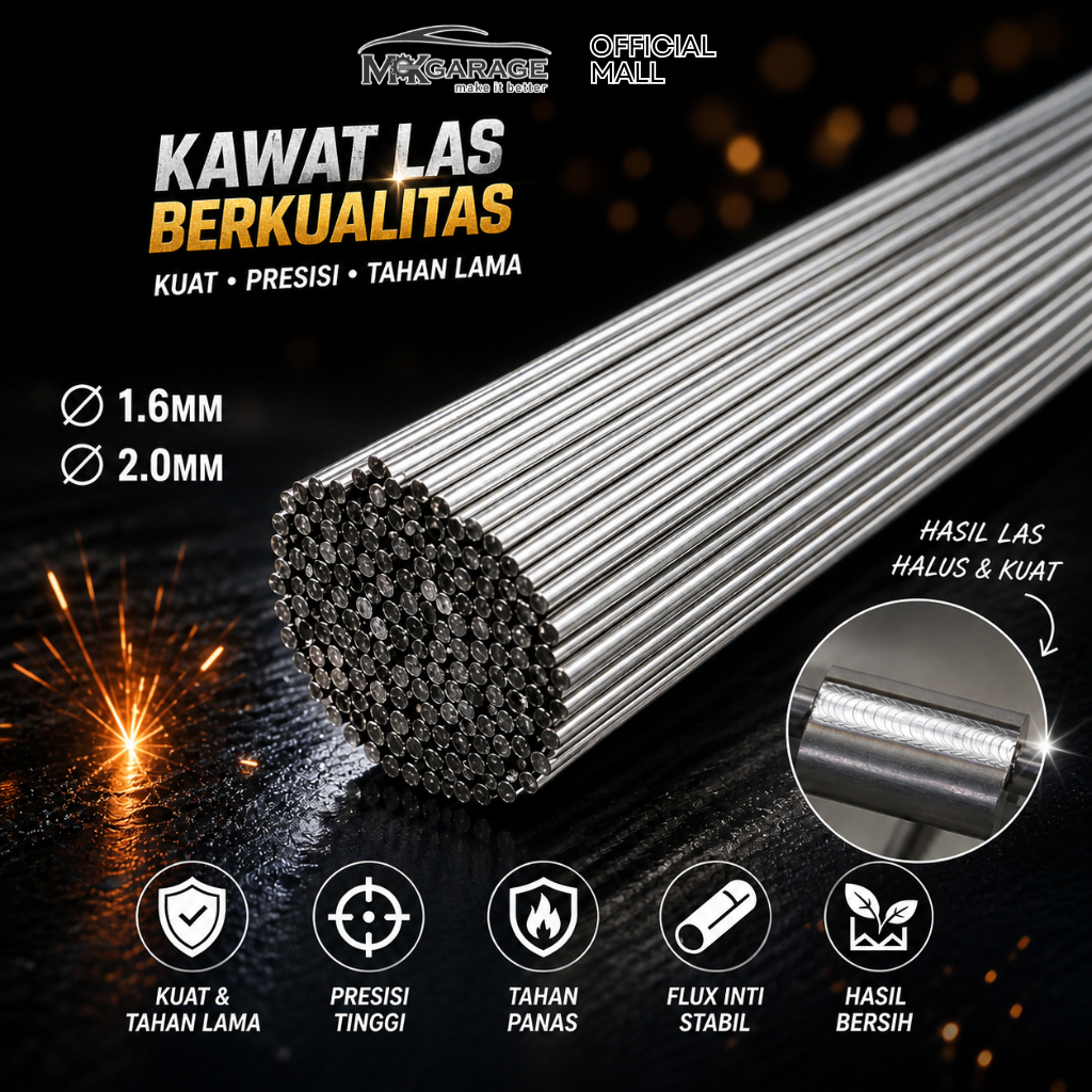 [MKGarage] Kawat Las Aluminium Alloy 50cm 33cm 2mm - Kawat Las Alloy Aluminium Electrode Suhu Rendah