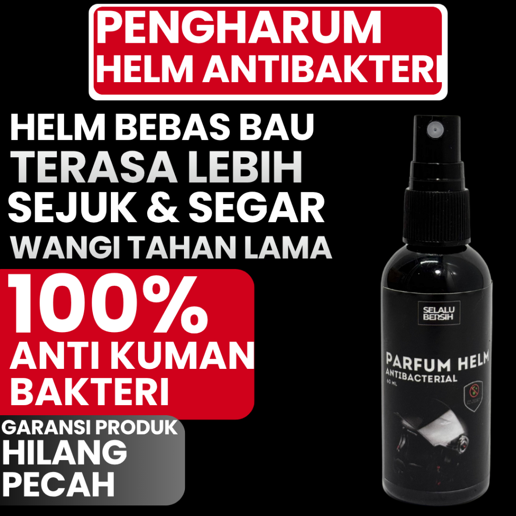 Parfum Penghilang Bau Helm 60ml Anti Bakteri & Virus Non Alkohol  Aman untuk Jaket & Sepatu