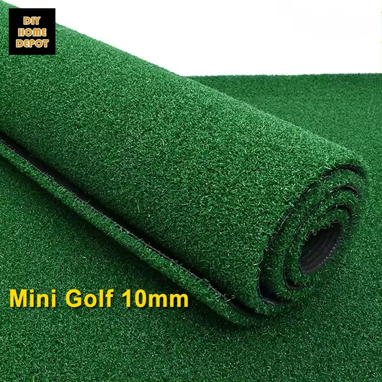 DIY Karpet Rumput Sintetis Mini Golf Tebal 10 mm Karpet Keset Rumput Meteran Rumput Palsu Full hijau
