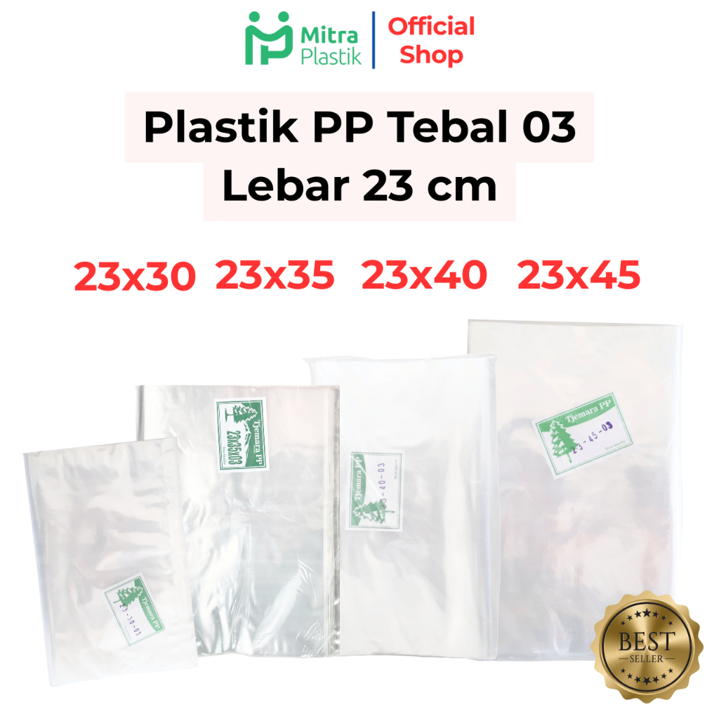 Plastik PP Lebar 23 Tebal 03 23x30 23x35 23x40 23x45 Kantong Plastik Bening Transparan