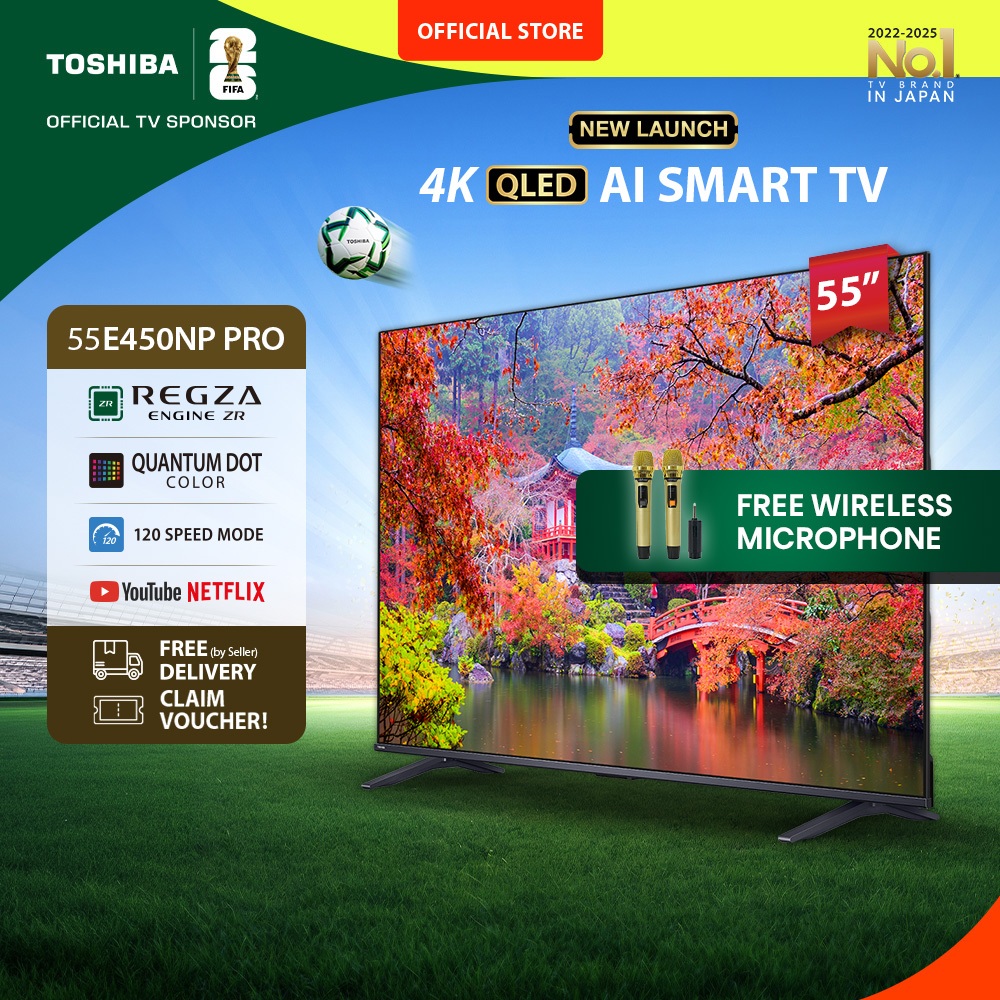 [AI 4K QLED] [KHUSUS ONLINE] Toshiba TV 55" 4K UHD QLED AI Smart TV PRO - Regza ZR Quantum Dot Dolby