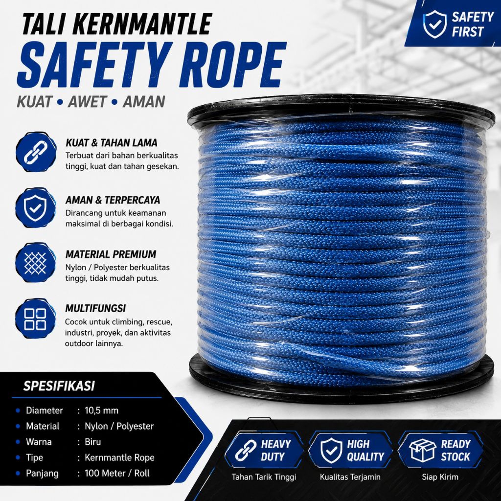 Tali Karmantel Dinamis TITAN 10.5mm x 200 Meter - Alat Panjat Tebing & Rescue