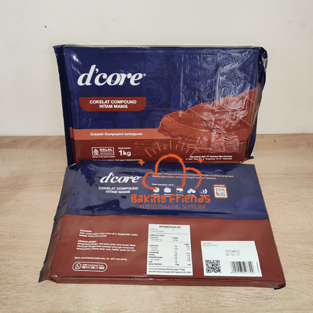 Colatta D'Core Dark Chocolate Compound 1kg Ekonomis Halal dcore coklat compund
