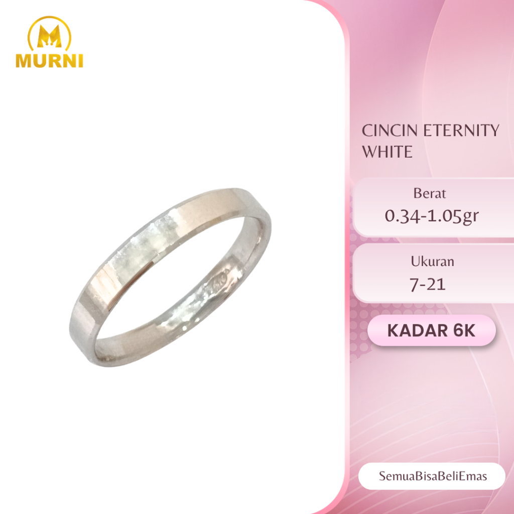 Cincin Eternity White 6K Murni Bekonang