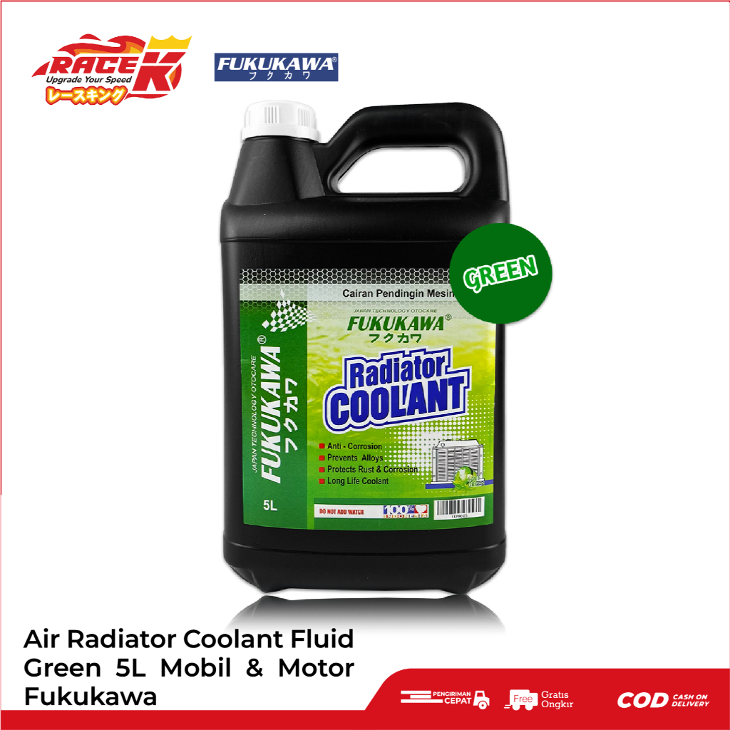 Fukukawa Air Radiator Coolant Pendingin Motor Mobil Green 5 L 5000 ml Hijau