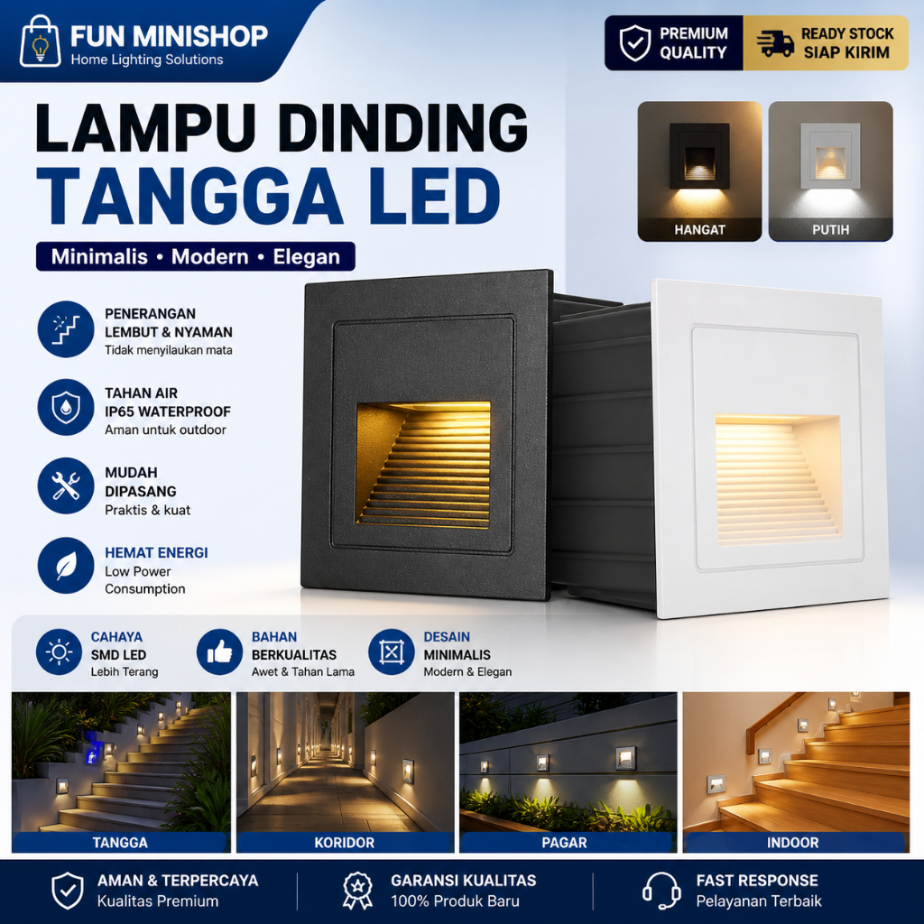 LAMPU TANGGA LED LAMPU TANGGA MINIMALIS STEPLIGHT LAMPU DINDING