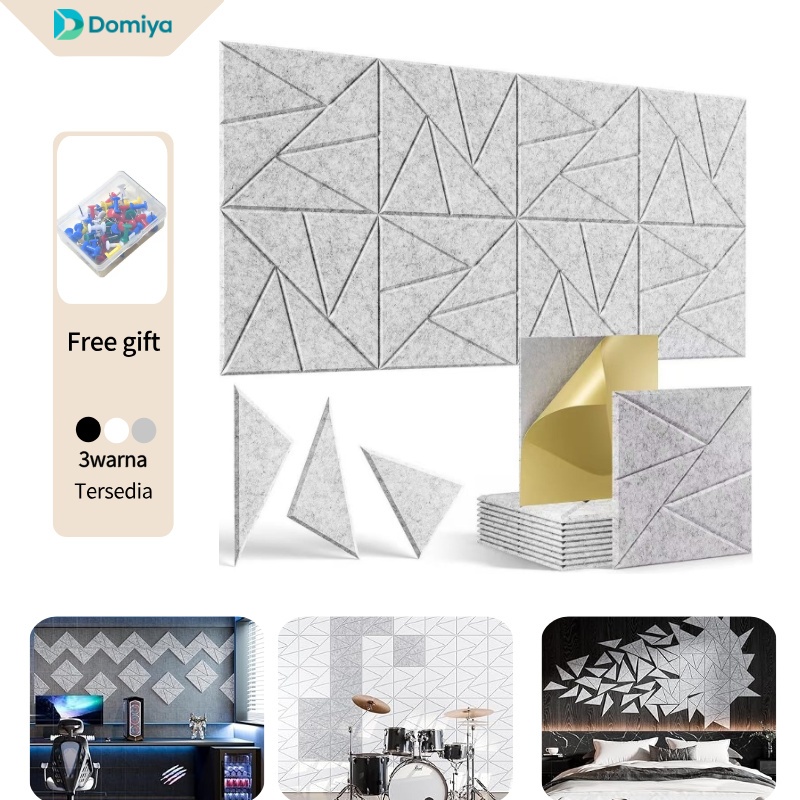 Domiya_6Pack Panel Akustik Peredam Suara ahan Serat Poliester Ramah Lingkungan untuk Studio, Kamar T
