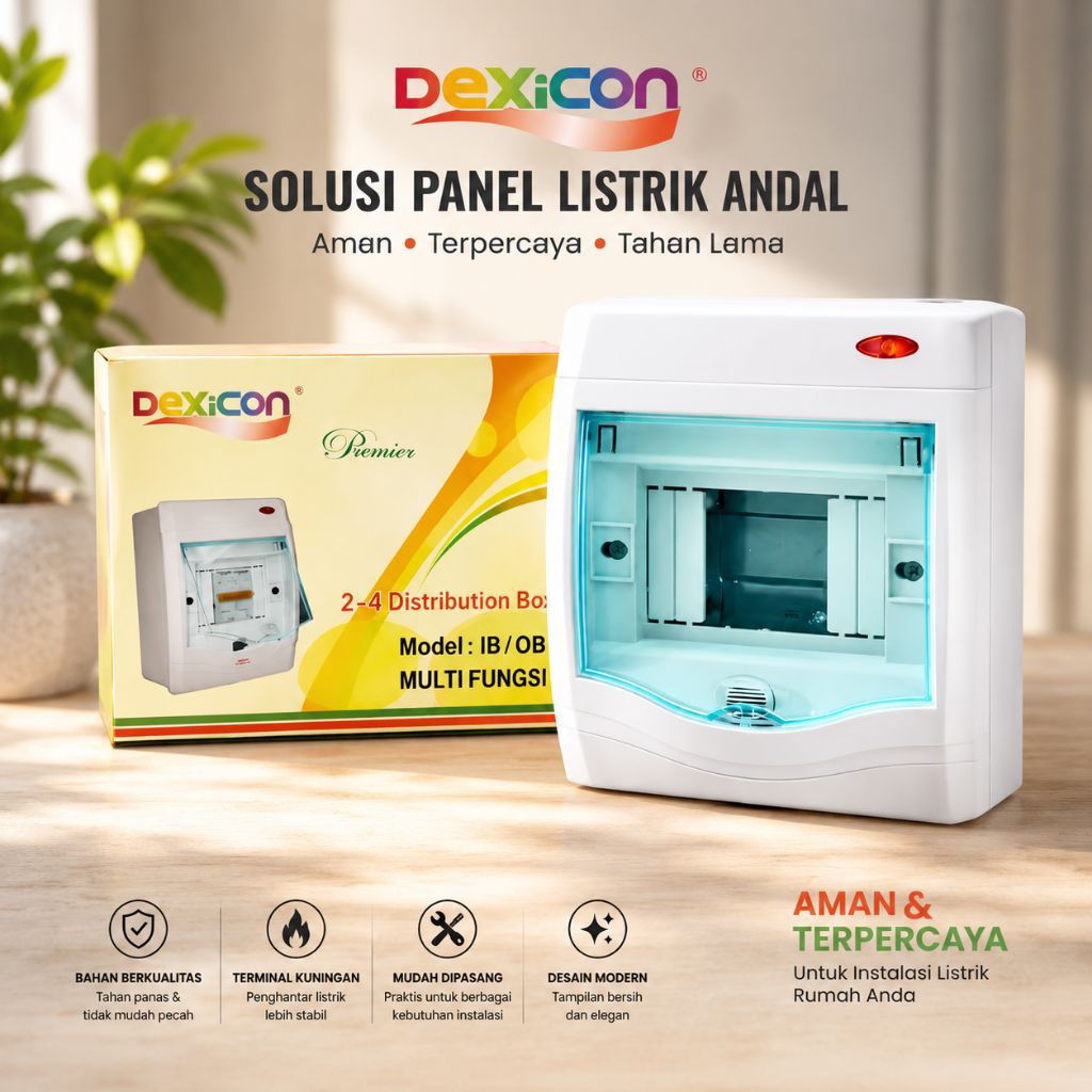 Box MCB 2-4 Group Outbow Inbow Tempel Tanam + Lampu Indikator Putih Multifungsi Autolock Dexicon Ter