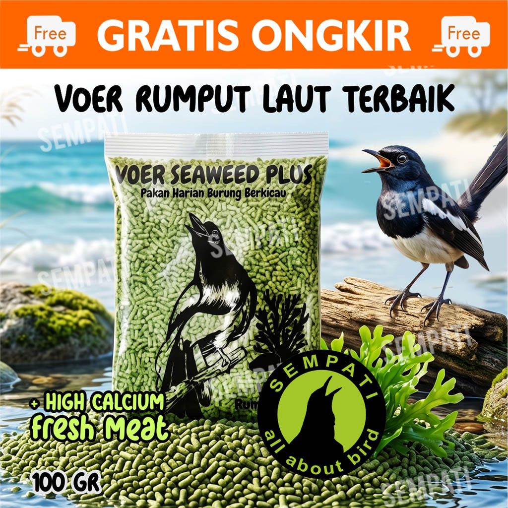 SEMPATI Voer Seaweed 100 Gram Plus Metabolis Perfect Blend Pur Kasar Rumput Laut Hijau Pakan Makanan