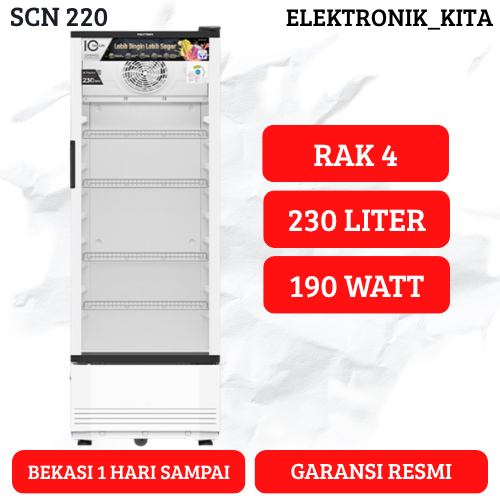 POLYTRON SHOWCASE 230 LITER 4 RAK SCN 220 SCN220 SCN-220 KULKAS KACA MINUMAN GARANSI RESMI BEKASI