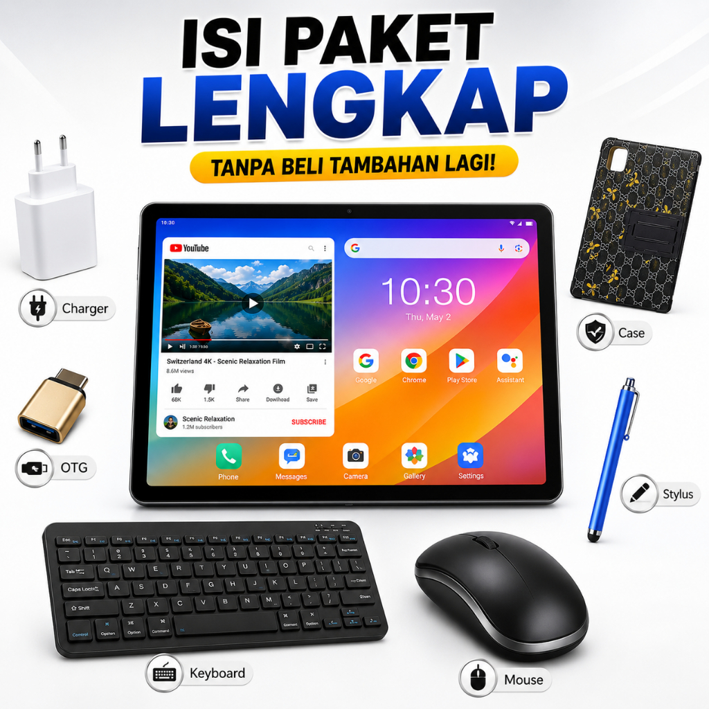 X-PRIME S24 Tablet 10.1 Inch Fullset Keyboard Mouse | RAM 16GB ROM 512GB | Android 13 | Tablet Belaj