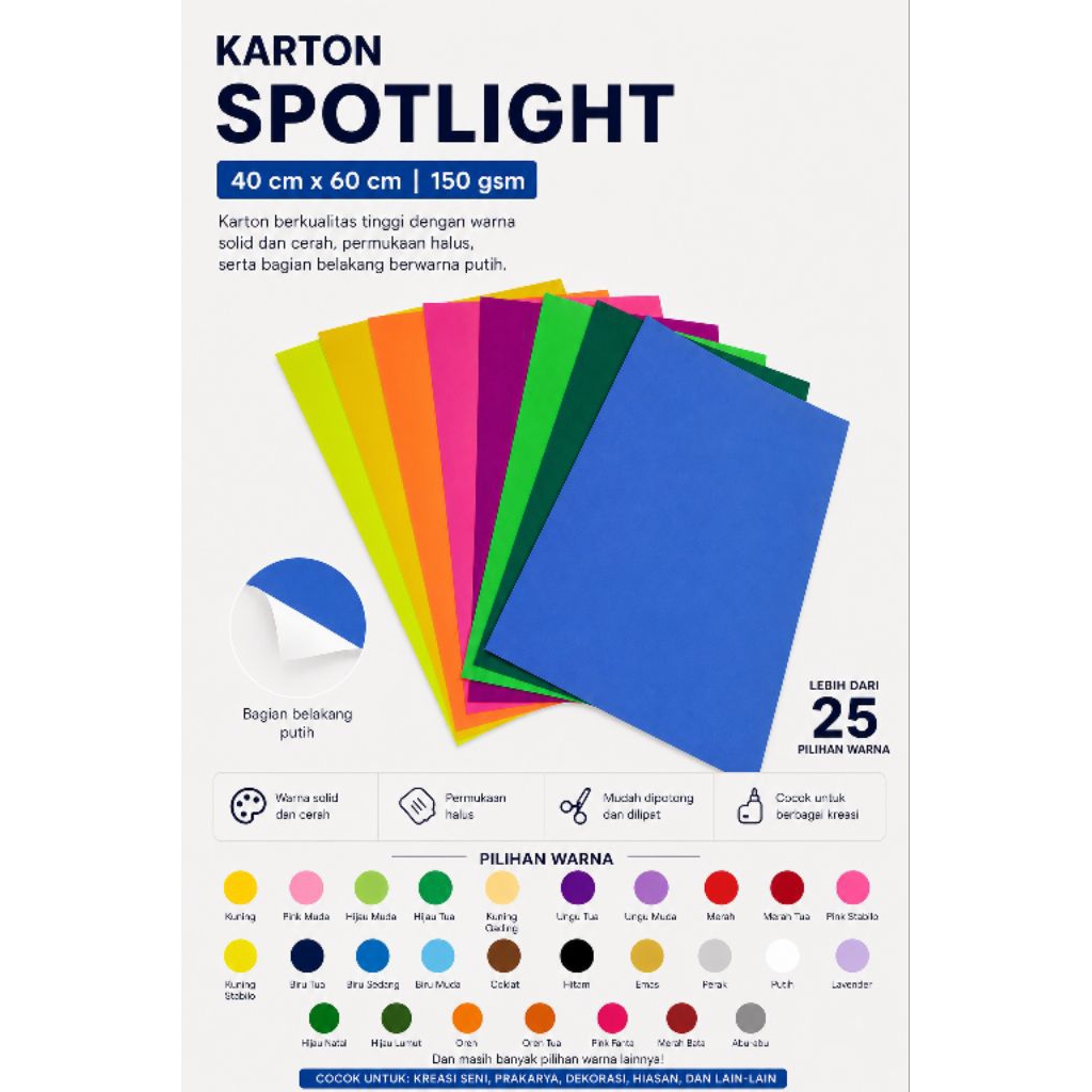 [TERMURAH] Kertas Spotlight/Karton Asturo/Karton Spotlight/Kertas Asturo/Karton Warna SKL