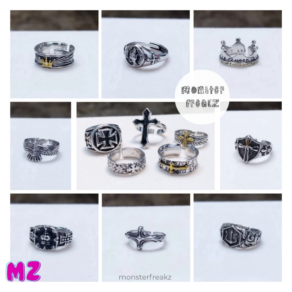 MZ Vintage Cross Ring | Cincin Silver Pria Cowok Wanita, Salib Retro Aesthetic