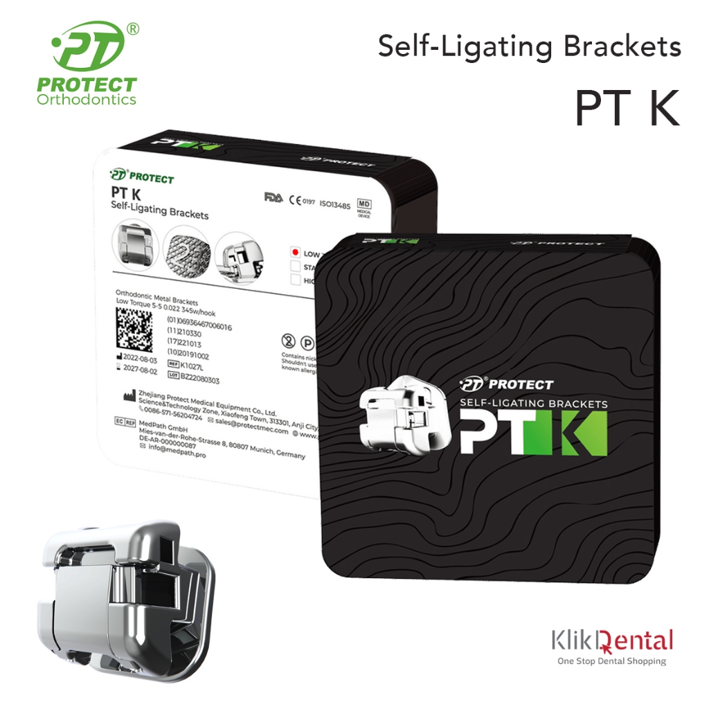 KLIK DENTAL Protect Metal Self-Ligating Brackets Standard Torque 0.022 345 w/hook