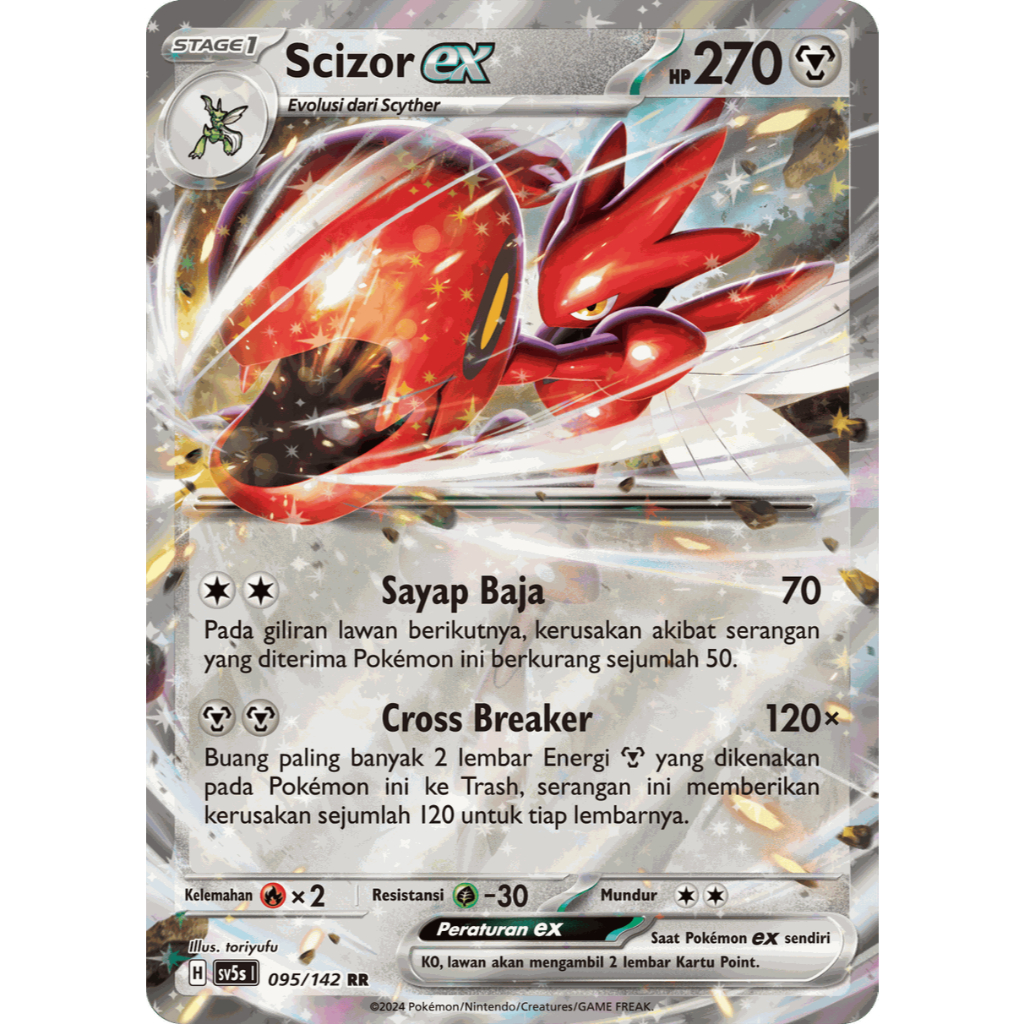 Scizor EX RR 095/142 Paradoks Andalan SV5s - KARTU POKEMON TCG INDONESIA