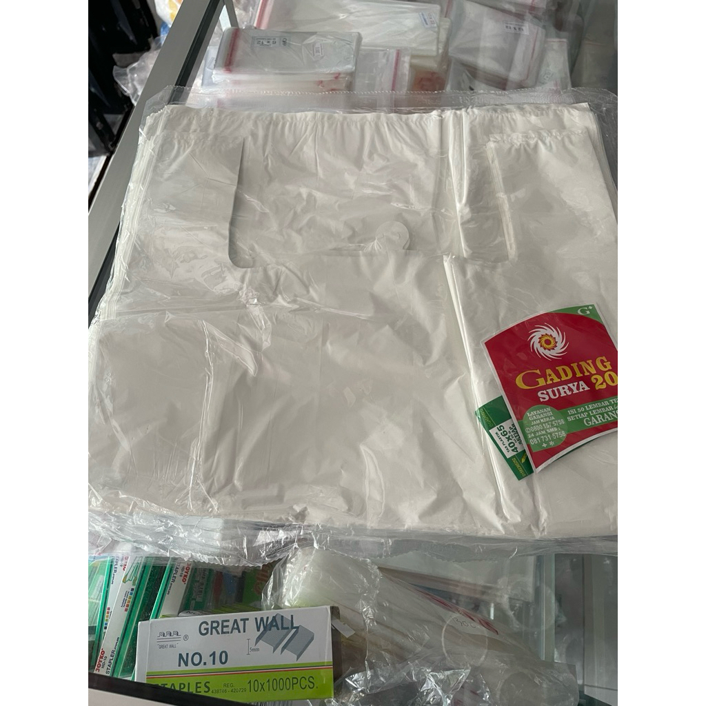50 LEMBAR Kantong Plastik Putih Jumbo Ukuran 40 1 pack / Kantong Kresek putih dop besar jumbo 40 x 6