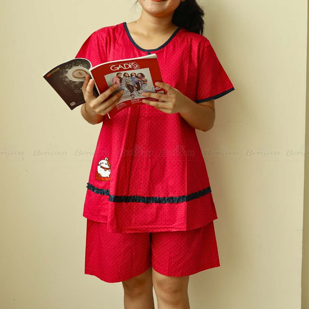 BAJU TIDUR DEWASA SETELAN CELANA PENDEK KATUN PREMIUM YUMICO ALL SIZE